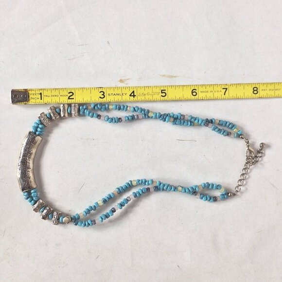 Vintage Blue Bead Multi Strand Religious Necklace - Picture 7 of 7